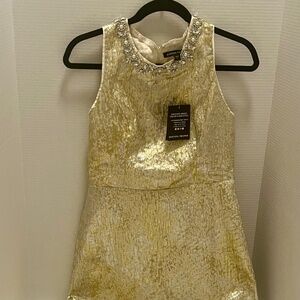 BostonProper Gold Metallic Mini Dress